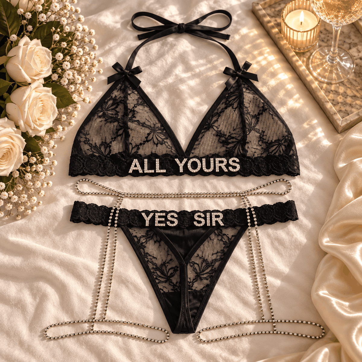Personalized Strass Set (+ Strass Garter Belt)